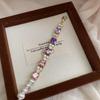 Fashion Exquisite Light Luxury Atmosphere Noble Pearl Bracelet Colored Large Particle Hollow Square Full Diamond Pearl Bracelet