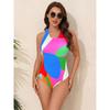 Women Sexy Backless One Piece Color Block Swimsuit For Beach