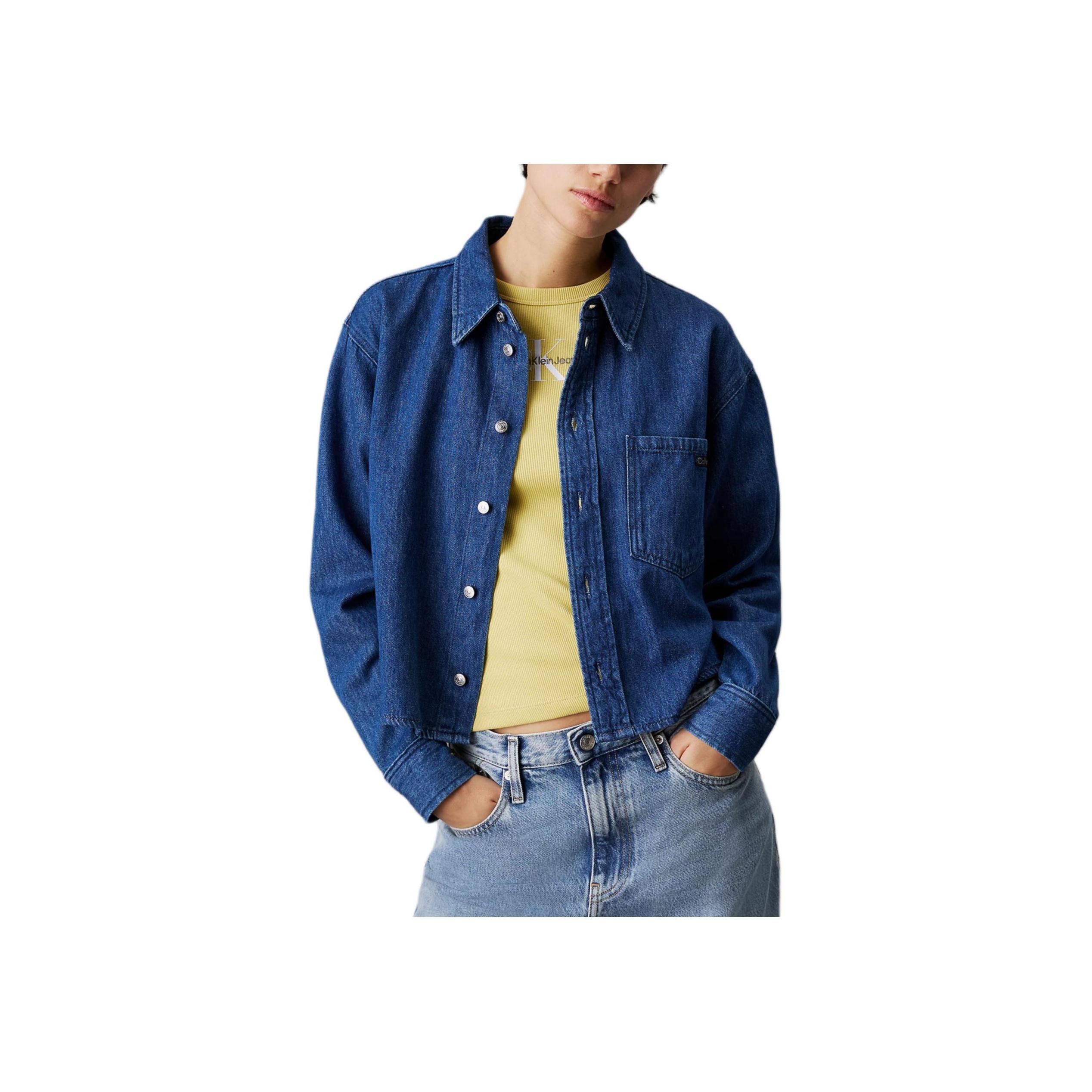 Calvin Klein Soft Breathable Loose Fit Short Sleeve Shirt Women tops Bright-Blue J20J225518-1A4 S