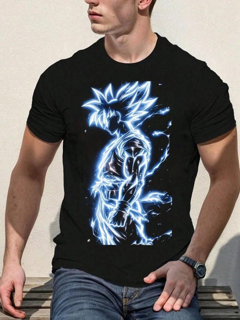 Dragon Ball Goku Anime Mens Tshirt Oversized Black Cotton Short Sleeve Streetwear Summer Graphic Tee Casual Fashion Y2k Tops