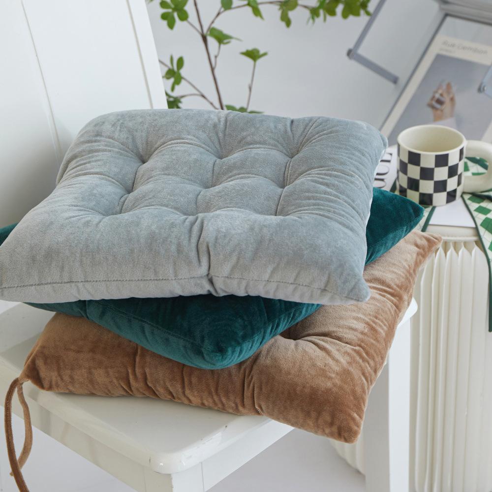 Square Chair Cushion Solid Color Fluff Thick Elastic Cushions Seat Cushion Modern Home Decor Outdoor Car Washable Pillow 40x40cm