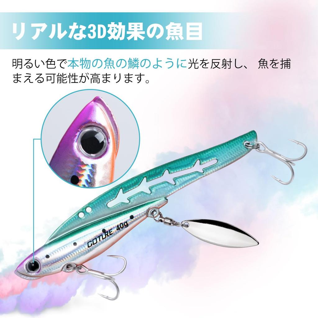 Goture Blade Metal Sea Bass Set of Available in 5 Jig Spinners with Spin Tail Triple Fishing Lure Bluefish Fishing Spoon Boat Sea Yellowtail Jigs,