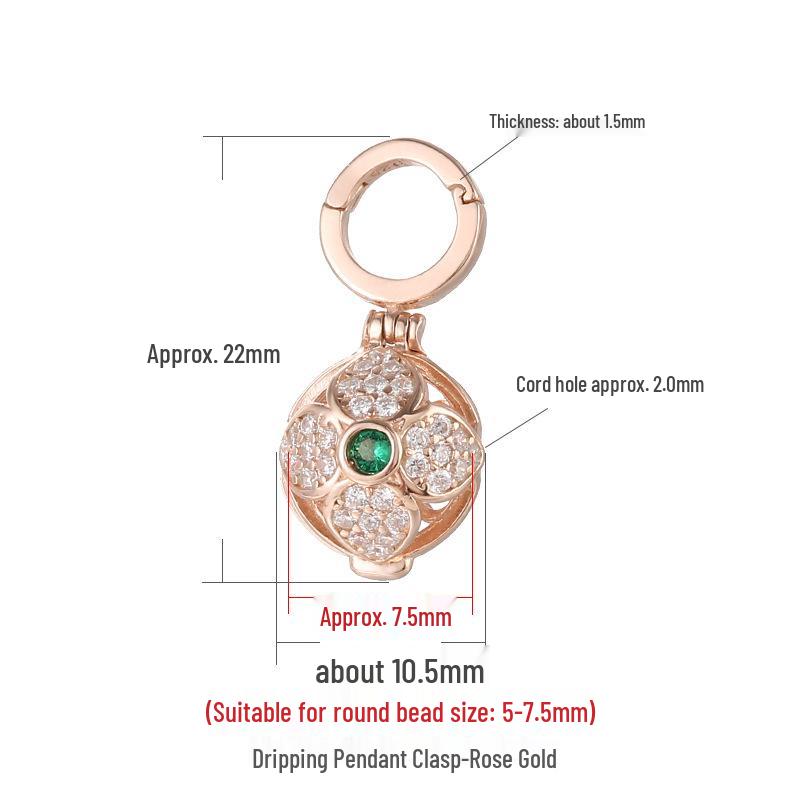 

925 Sterling Silver Teardrop Pendant Necklace with Planet Charm and Double Open Clasp розового золота