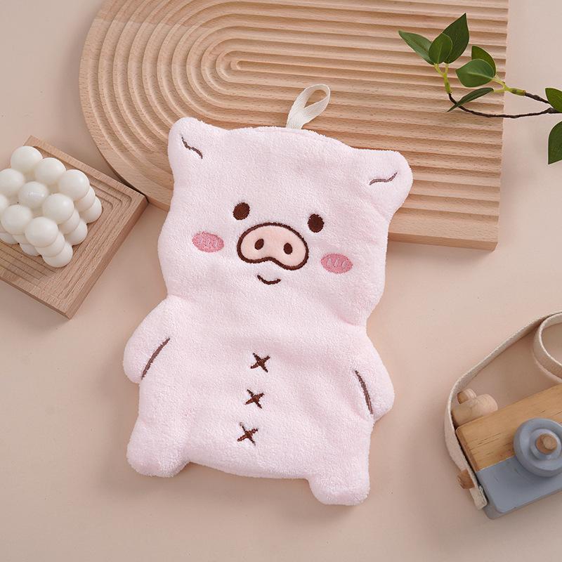 Adorable Cartoon Coral Fleece Hand Towel for Kids - Absorbent Kitchen/Bathroom Accessory