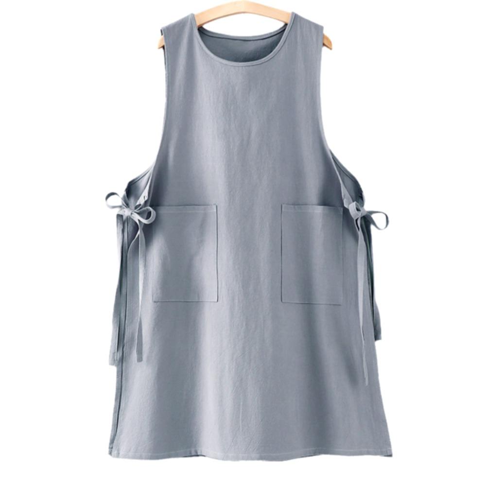 

Stain Resistant Round Neck Apron Cotton Cooking Clothes Universal Kitchen Apron Flower Shop серый