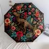 0106 Floral Chicken & Dinosaur  pattern, automatic folding umbrella, portable and foldable design, 8 ribs, a Christmas or birthday gift.