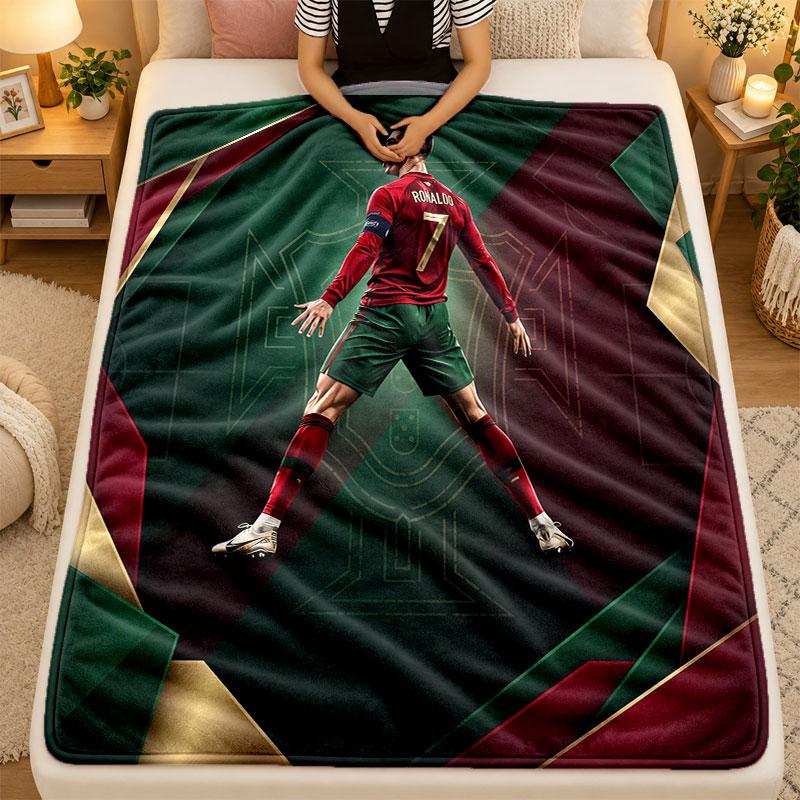Flannel BlanketCristiano Ronaldo Warm Soft Throw Blanket for Indoor Sofa Bed Living Room Use