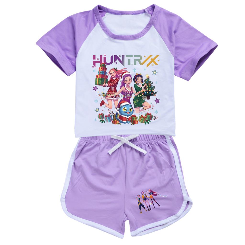 5084 Kids Girls Christmas POP Rumi Zoey Mira Print T-shirt Shorts Sport Tracksuit Clothes Set