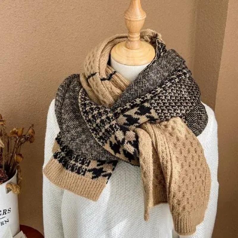 New Couple Style Ins Houndstooth Plaid Scarf for Women Winter Korean Style Versatile Student Warm Scarf for Men