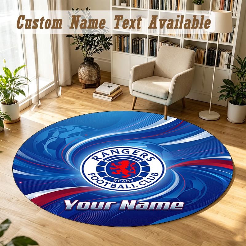 Round Rug Custom NameRangers FC Pattern Non Slip Carpet Home Floor Decor