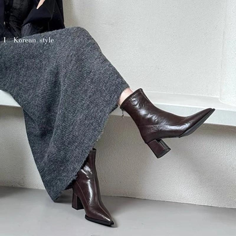 Fashion Ankle Boots Shoes Pointed Toe Ladies Short Boot High Heel Footwear Ladies Elegant Slim Short Booties Autumn Winter Womem's Shoes