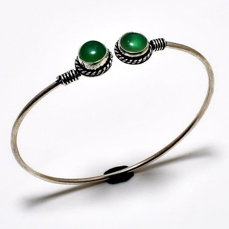 

Зеленый оникс, драгоценный камень 925, посеребренный браслет-манжета ручной работы
