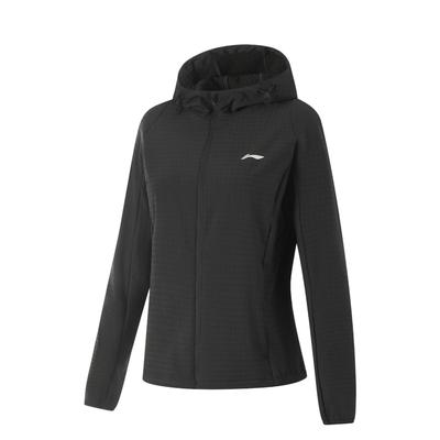 Comfortable Simple Zipper Hooded Solid Color Warm Wear-Resistant Sports Jacket Women Jackets Black AFDUC28-1