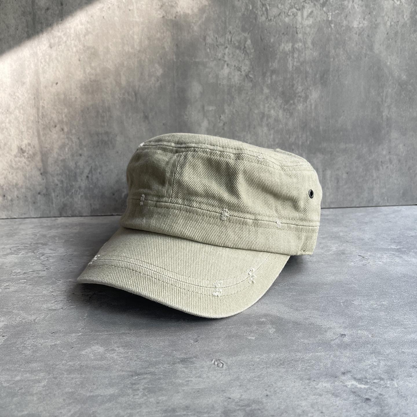 

Retro Washed Cotton Cloth Ripped And Thin Equestrian Hat Women S Autumn Age Reduction Casual Wear Flat Top Hat Wide Brim Cap M（56-58cm）