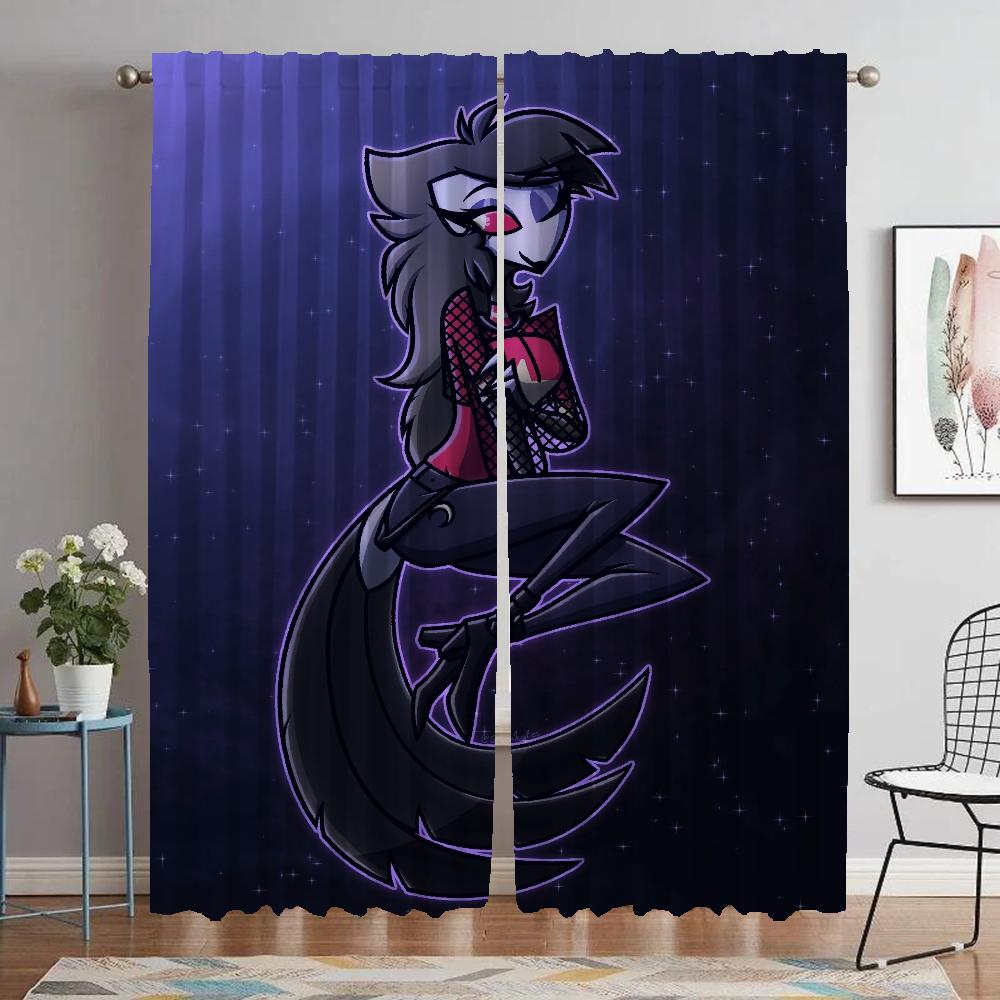 Helluva Boss Modern Living Room Curtains for Camera Home Interior Curtains 2 Pieces Partition Halloween Decoration Shades Child