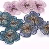 10 Pcs Pink Dark Blue Embroidered Lace Flower Patches Applique Cothing Patches Decorative Accessories