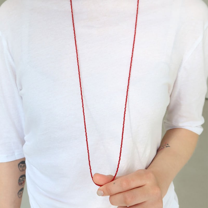 August Harmony Red Tiny Beads Opera Necklace