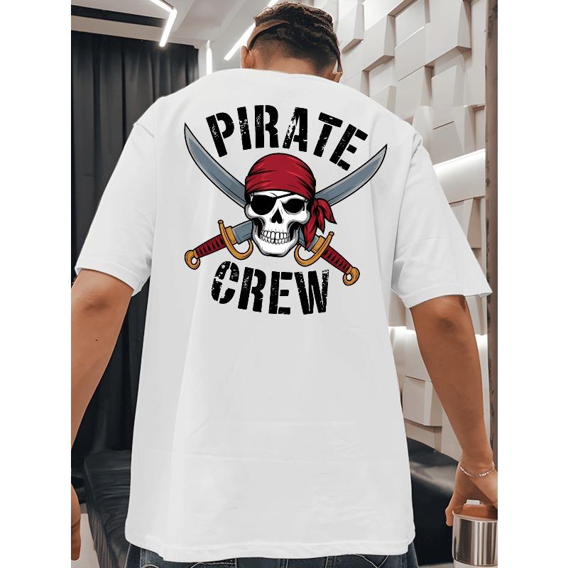 

European sizes Pirate Crew Men s T-shirts classic versatile round neck back printed T-shirt shirt, suitable for basketball, summer outfit in the gym 2XL белый