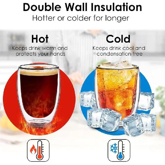 1/3pcs Glass Coffee Cup Transparent Double Walled Glass Heat-resistant Milk Juice Tea Cup Kitchen Bar Party Drinkware Gift Set
