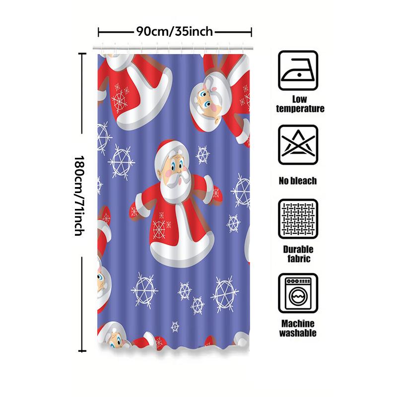 Tu Santa Claus Shower Curtain Christmas Bathroom Decor Festive Holiday Waterproof Fabric Home Decor Gift Idea Festive Xmas Patte