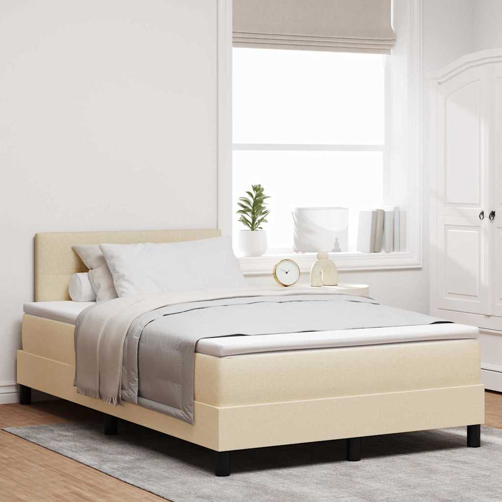 Boxspring Bed with LED Light Strips Cream 120 X 190 Cm Fabric