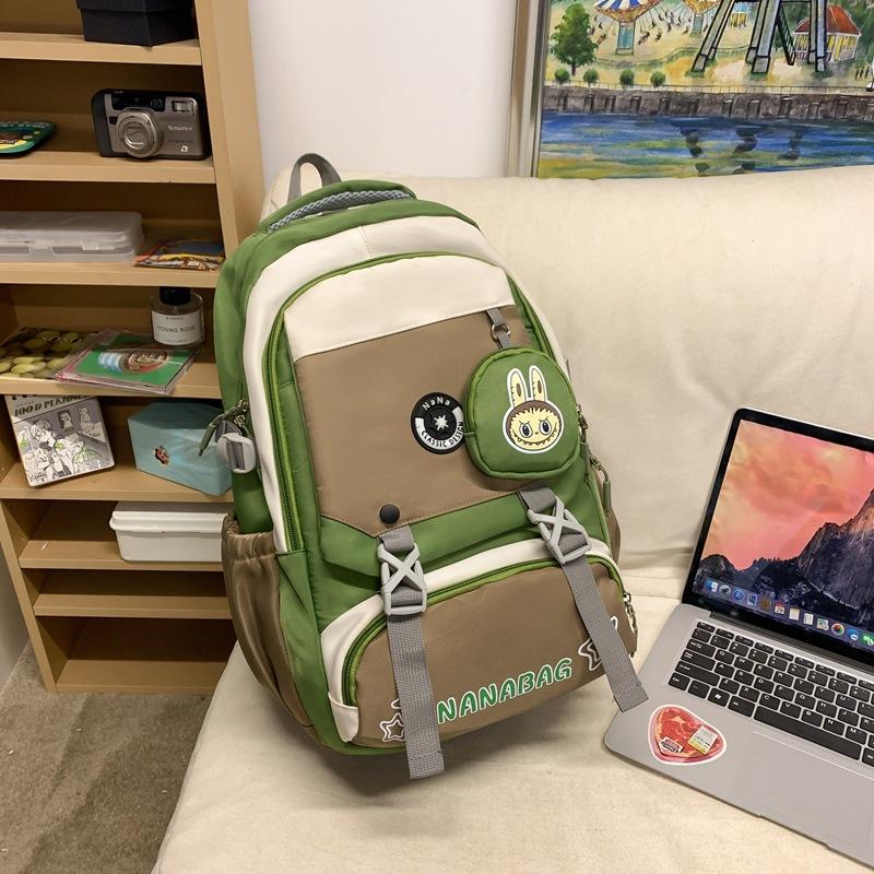 New Schoolbag High School Students' Large Capacity  Light and Simple College Students' Backpacks  Leisure Travel and Contrasting Shoulder Bags.