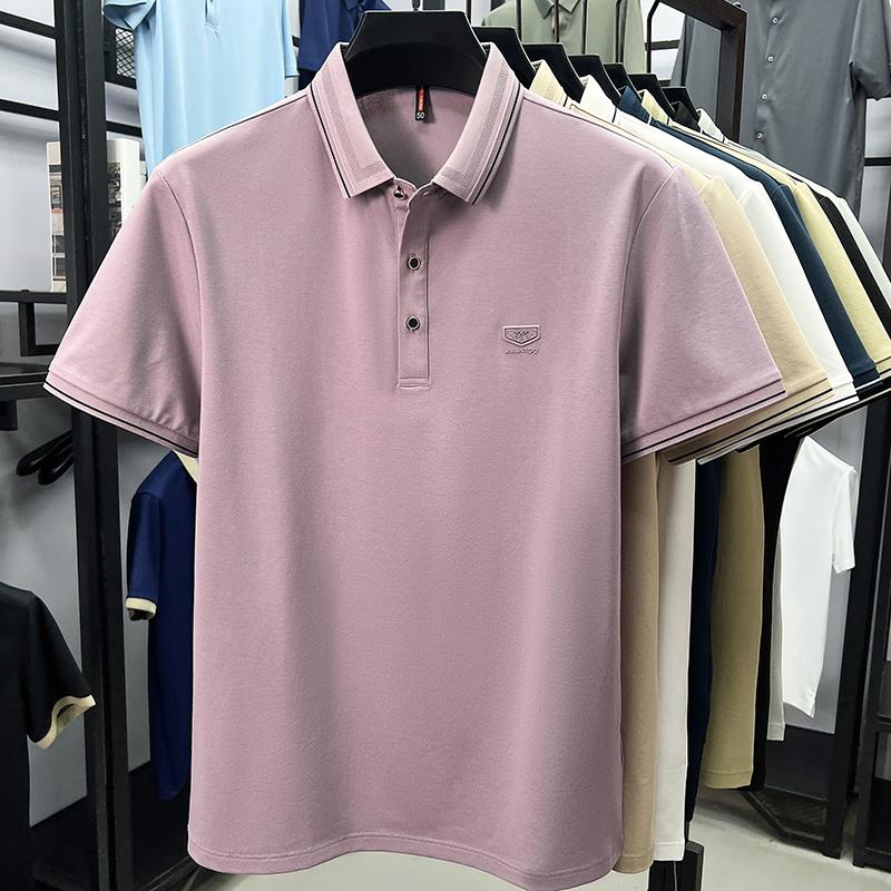 Light luxury brand men's short sleeve polo shirt summer new item high-end letter golf comfortable cotton casual business T-shirt