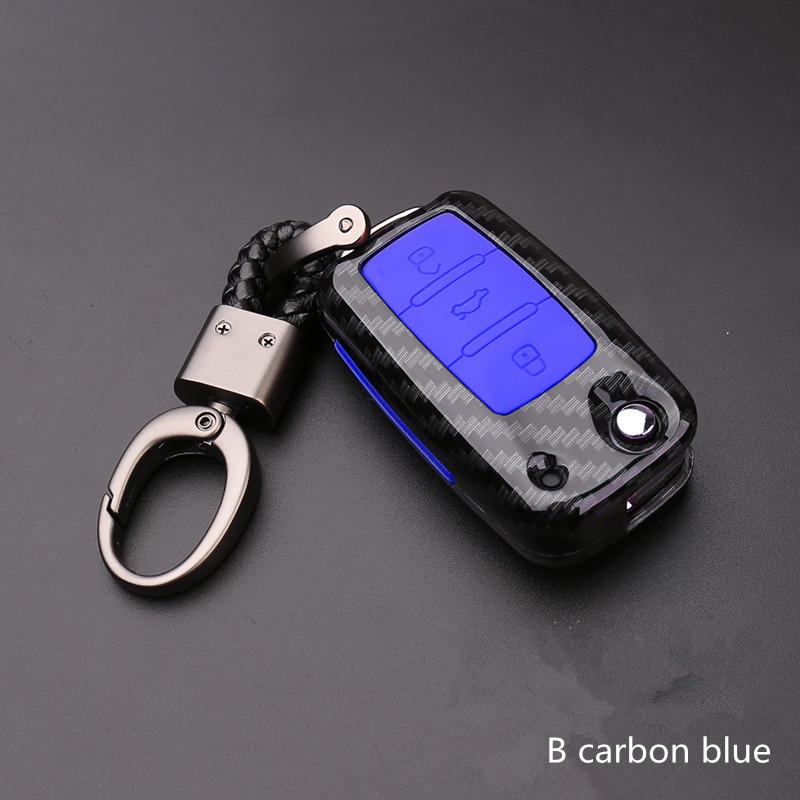 Carbon Fiber Car Key Case Bag Cover for Volkswagen VW Golf 7 MK7 Tiguan Touran 2017 for Skoda Octavia A7 RS for Seat Leon Ibiza