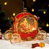 1pc Vintage Christmas Carousel Music Box with Snow Globe, Resin and Acrylic, Festive Holiday Decoration, Battery Operated 3 AA Not Included
