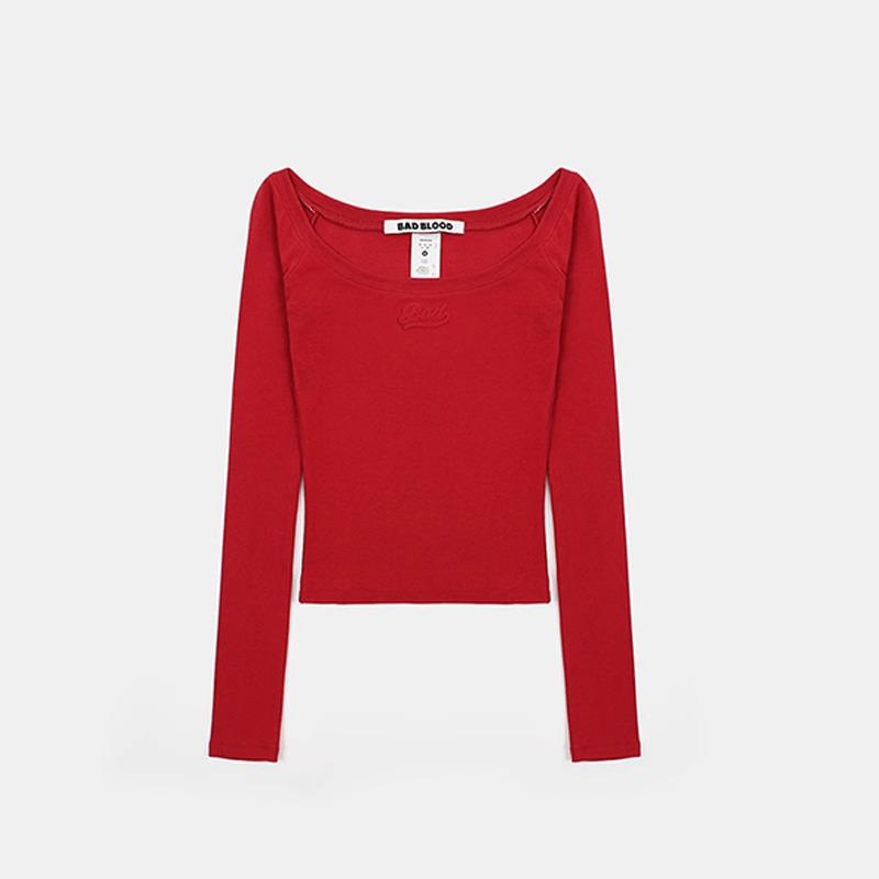 

Korean Badblood BCAC American Spicy Girl Off-the-Shoulder Long-Sleeve T-Shirt: Women s Casual Base Layer Top Small