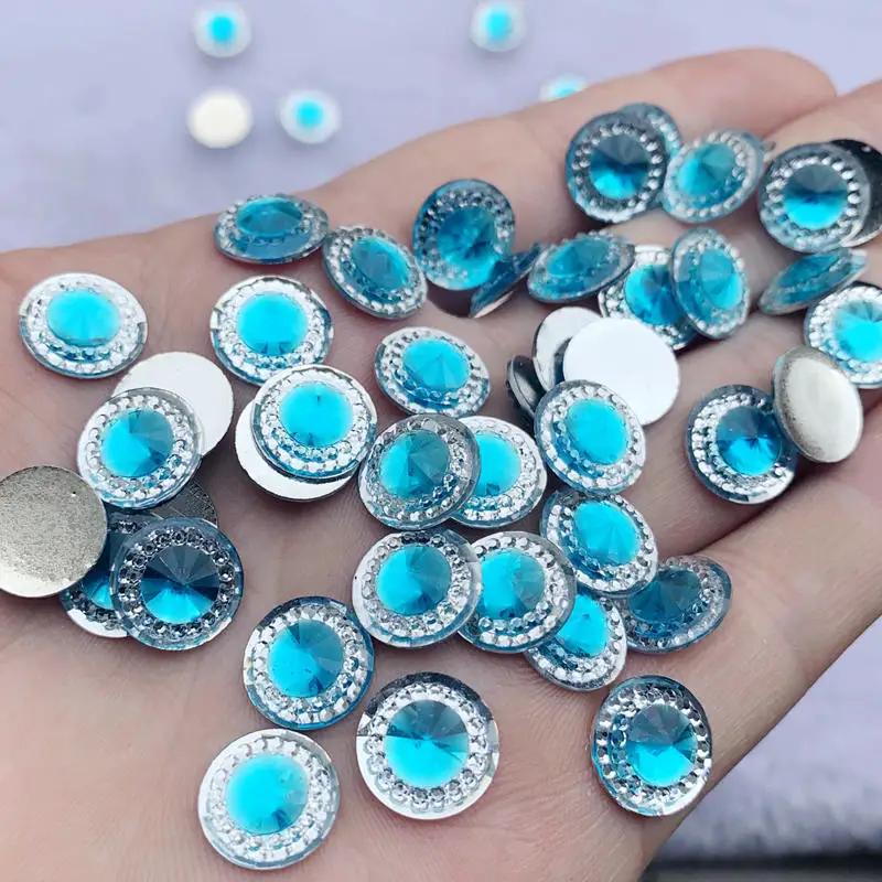 80 Stück 12mm Kristall Strass zweifarbig Strasssteine DIY Kreisförmige flache Rückseite Harz Handwerk für Hochzeitsdekoration -A67