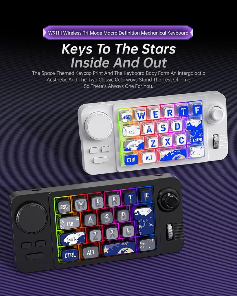 RGB Hot-Swappable Three-Mode Mechanical Mini Keyboard with Joystick and Macro Functions