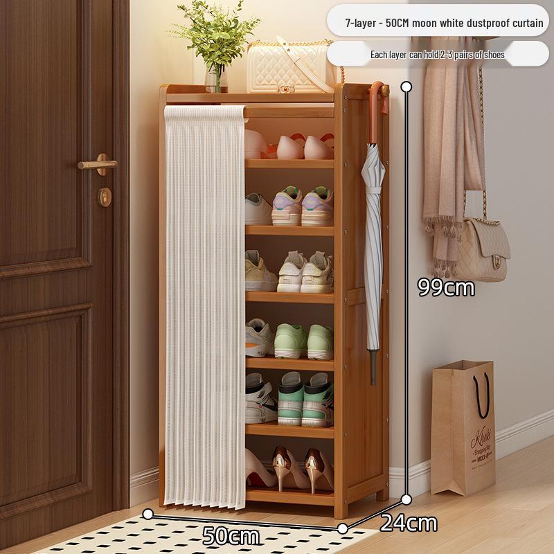 Bamboo Shoe Rack: Multi-Layer Dustproof Cabinet for Compact Home Storage