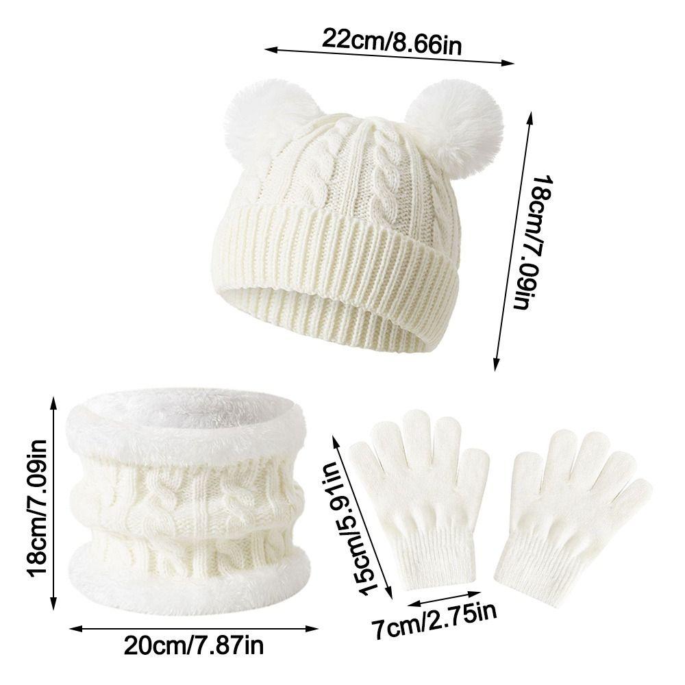 3Pcs/Set Winter Knitted Hats Scarfs Warm Bonnet Gloves Kits Children Scarf Hat Gloves Set Outdoor