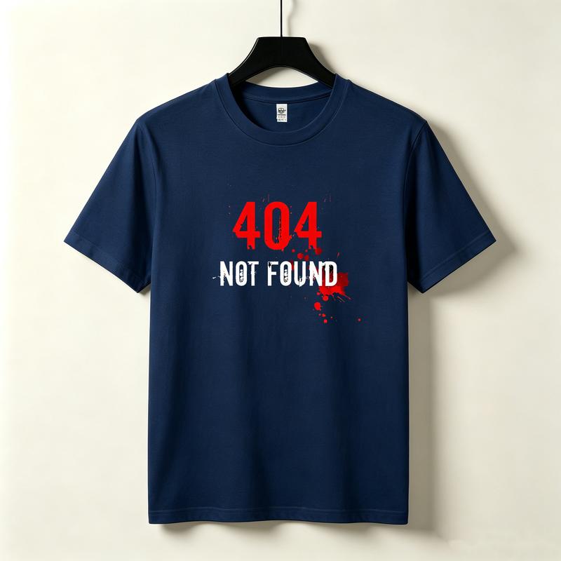 404 Not Found Funny Error Code TShirt Red Black Graphic Tee Casual Cotton Streetwear Shirt for Unisex Unisex Y2k Top Harajuku