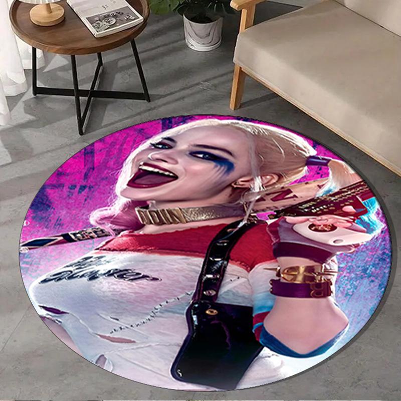 1PC Quinn Artwork Round Rug, Non-slip Chair Mat, Home Decor, Circle Carpet Perfect for Office, Bedroom, Living Room,Christmas gift