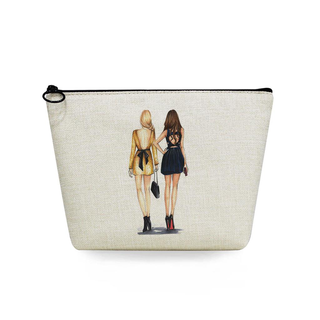 Women Sisters Print Cosmetic Bag Toiletries Organize Travel Storage Case 6726