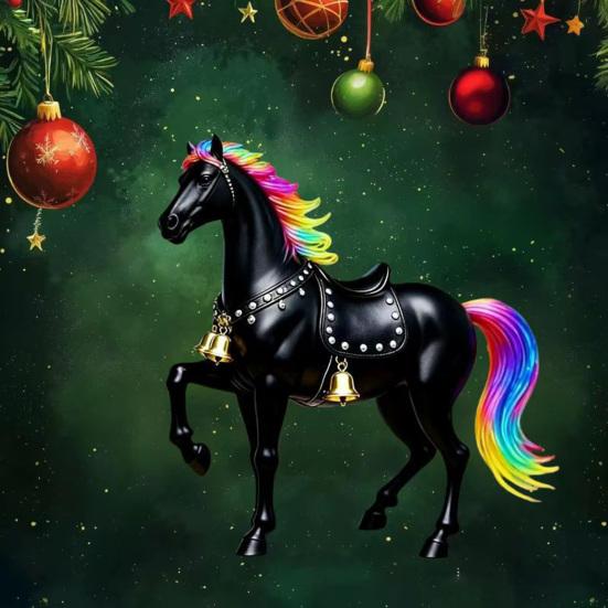 2D Flaches Pferd Auto Hängeornament Acryl Pferd Rückspiegel Anhänger Feiertag Winter Hängezubehör für Weihnachtsbaum Auto Innenraum Wand Fenster