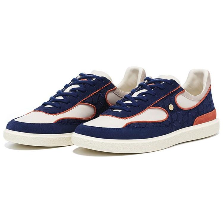 Li-Ning 1990 Cloud Dress Non-Slip Wear-Resistant Low-Top Skate Shoes Men Sneakers Blue Yellow ALHT061-4