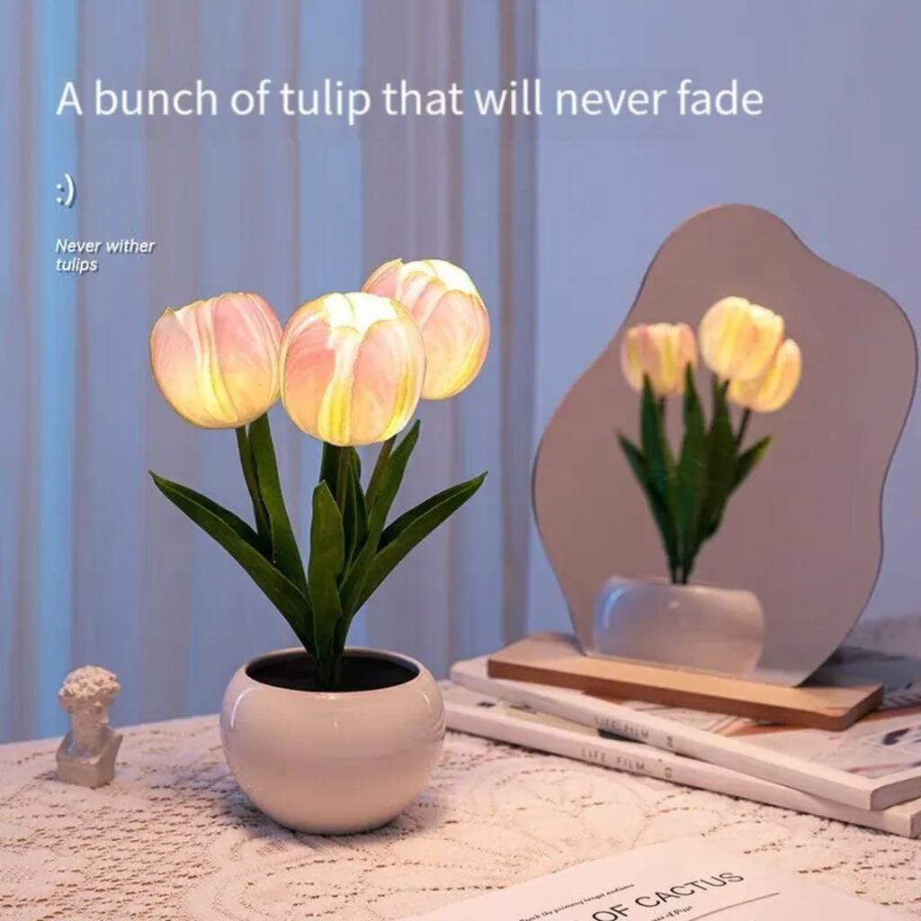 New Tulip Night Light Decorative Flower LED Lamp Battery Power Dormitory Decor Lamp Bedroom Bedside Tulip Sleep Light