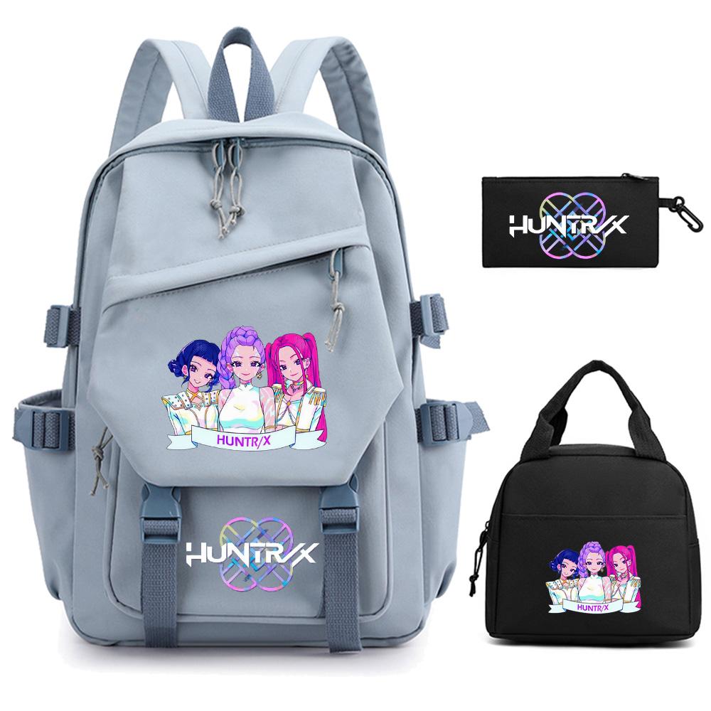 3 Stück/Set Anime Cartoon Kpop Dämonenjäger Bedruckter Rucksack für Teenager Kinder Schüler Große Kapazität Schultasche Mädchen Geschenk Damen Reisetasche Mochila