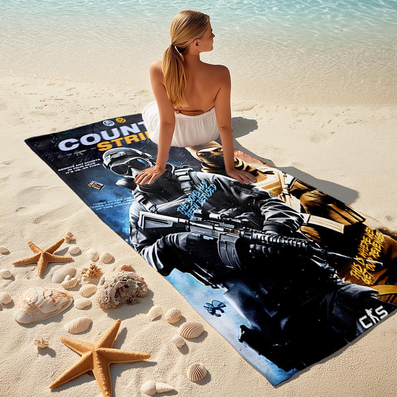 1pc CS Beach Towel, Comfortable and Thick, and Swimming/Bath/Picnic/Camping Towel, Suitable for Seaside Beaches