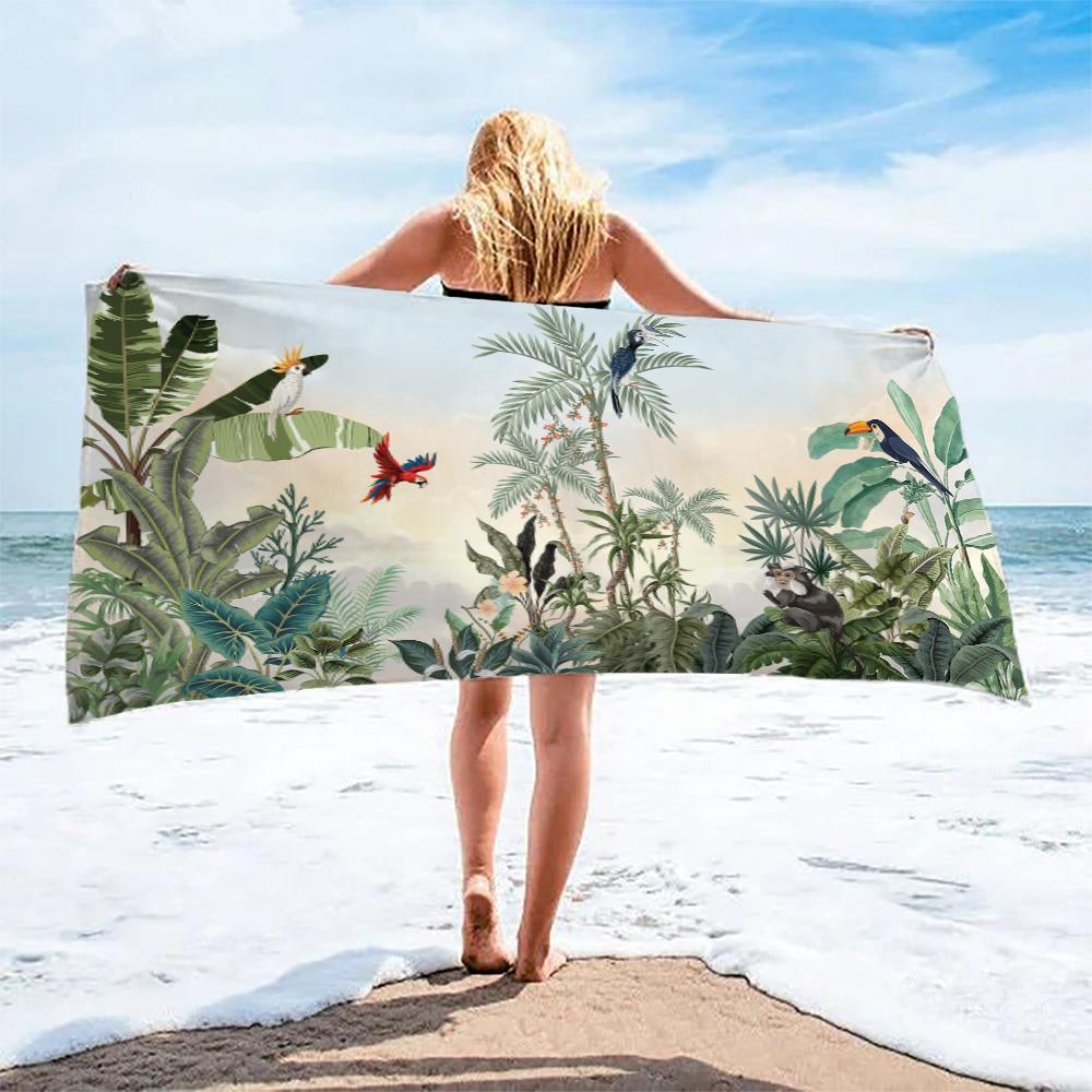 Tropical Foliage Beach Towel 3D Printed Floral Microfiber Quick-Drying Bath Towel For Bachelorette Party Available