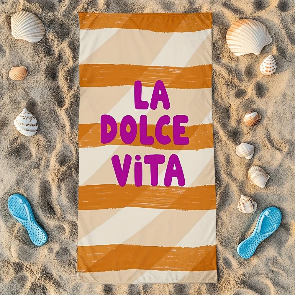 1pcs Oversized Microfiber Beach Towel - Soft, Lightweight, Quick-Dry Towel with Fun Prints, A poster with the words La Dolc