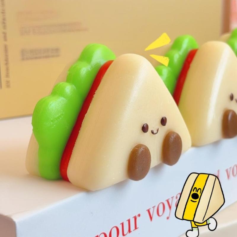 Squishy Sandwich Squeeze Stress Toy Cute Thick Toast Fast Rebound Decompression Toys Lovelys Soft Relax Triangular Bread Gift