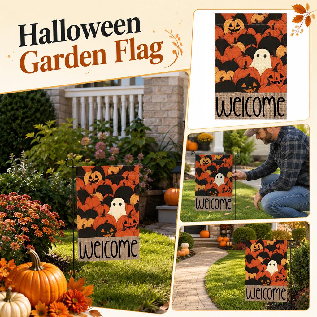Halloween Garden Flag for Outdoor Yard Decoration, Fall Seasonal Garden Flag