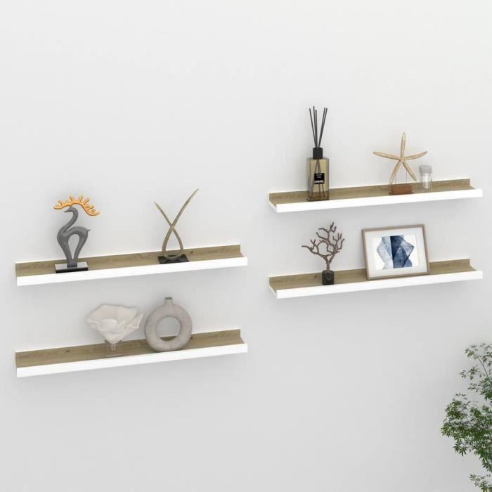 VidaXL Wall Shelves 4 Pcs White and Sonoma Oak 60x9x3 Cm