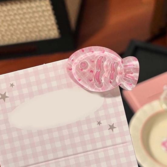 6Pcs Girl Hairpin Soft Macaron Color Clear Jelly Acrylic Fish Shape Stable No-Pull Bang Clips 3D Wavy Line Photogenic Hair Accessories