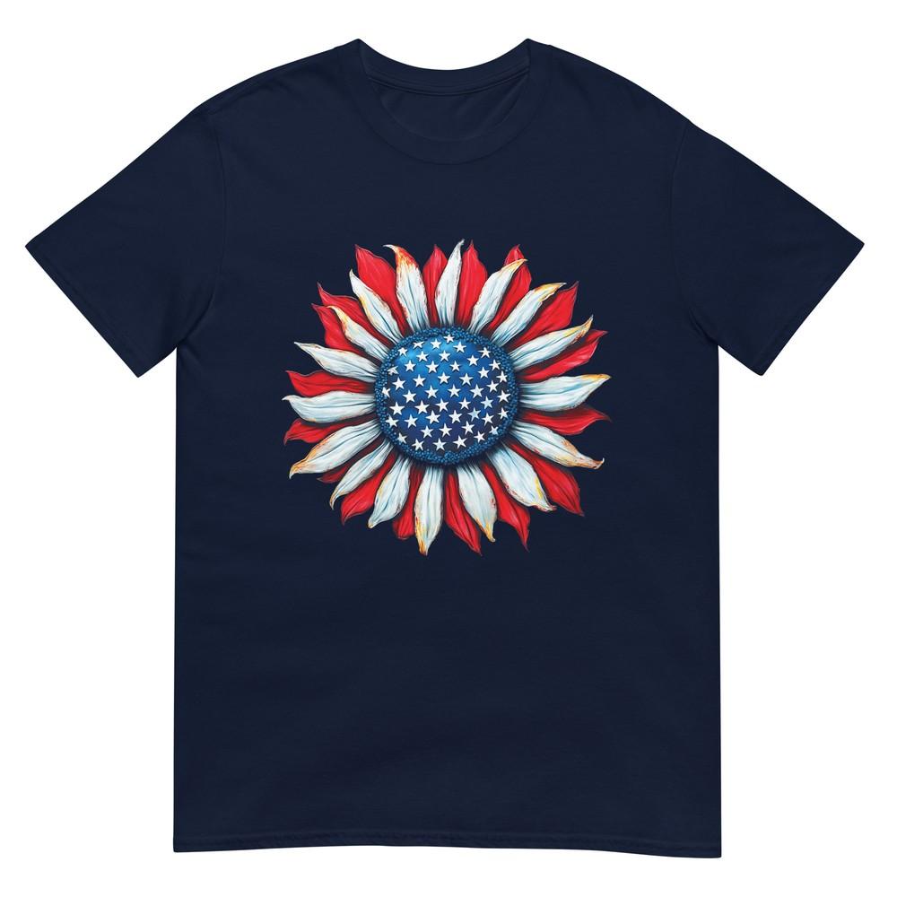 Sunflower American Flag 4th Of July Unisex Unisex Merica Usa Tshirt S