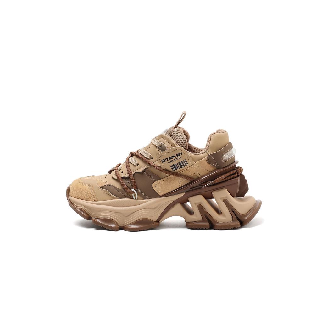 Niche thick-soled hollowed-out leather dad shoes, new autumn breathable heightening sports shoes, comfortable small single shoes tide